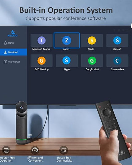 NexiGo Meeting 360 Ultra (Gen 3), Enhanced All-in-One Conference Camera System, Multi-Camera Setup, 8K Capture, AI-Powered Framing and Auto Tracking, for Medium to Large Meeting Rooms