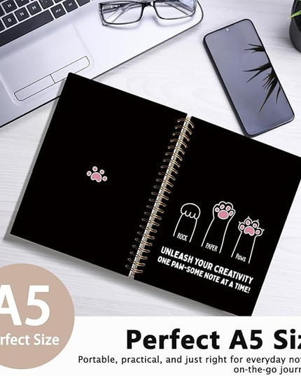 Funny Cat Paws Notebook, Cats Lover Gifts Notebooks for Note Taking, Cats Mom Lady Gifts for Women Journal, Cute Kitten Journals for Writing, Cat Office Supplies, 5.5x8.3 Inch