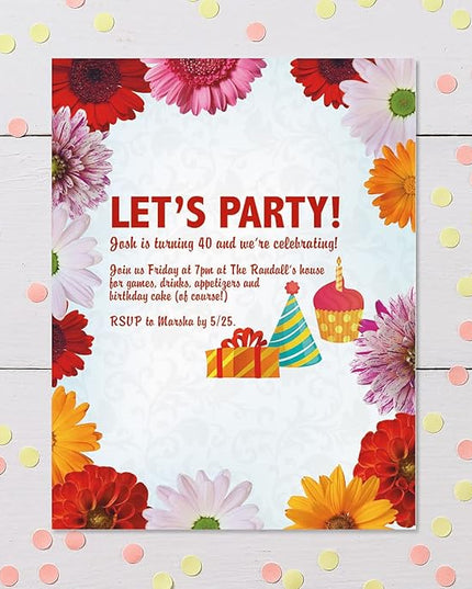 Current Daisy Floral Letter Paper - Spring Stationery Papers With Decorative Daisy Border, Printable Holiday, Wedding & Bridal Shower, & Invitation Sheets, Set of 25, 8 1/2" x 11"