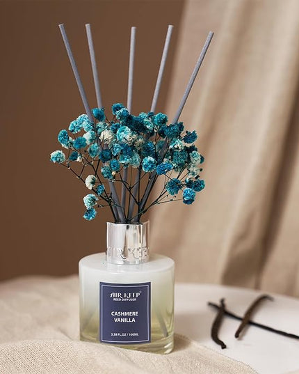 Airkeep Reed Diffuser Set,3.38 fl oz (100 ml) - Cashmere Vanilla Oil Diffusers with 8 Reed Sticks, Home Fragrance Reed Diffuser for Bathroom Shelf Decor