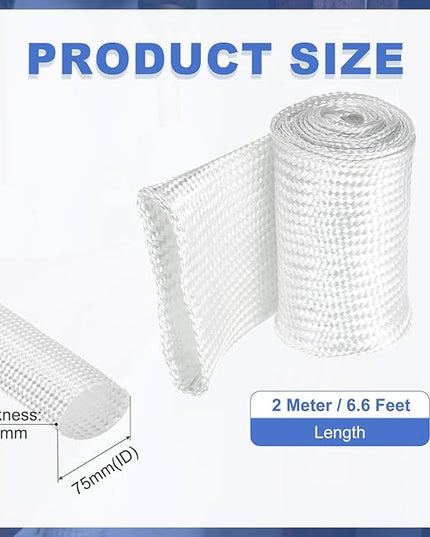 uxcell Insulation Cable Protector,75mm/2.95 Inch-2m/7 Feet High Temp Fiberglass Sleeve White
