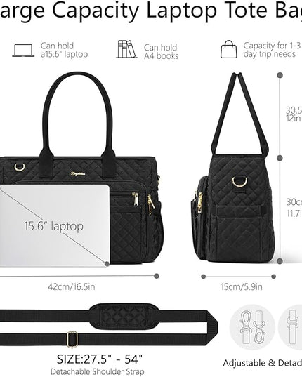 Teacher Bags for Women, 15.6 inch Laptop Work Tote Nurse Bible Bag Quilted Shoulder Handbag for Work, Daily, School, Travel