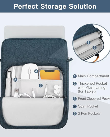 MoKo 13.3-14 Inch Laptop Sleeve Bag Fits MacBook Pro 13" M2 2022/Pro M1 Pro/M1 Max 14.2 2021, MacBook Air 13.6" M2 2022, Tab S8 Ultra 14.6", Handle Carrying Case with Shoulder Strap, Indigo