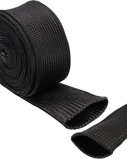 uxcell Insulation Cable Protector,40mm/1.57 Inch-5m/16 Feet High Temp Fiberglass Sleeve Black