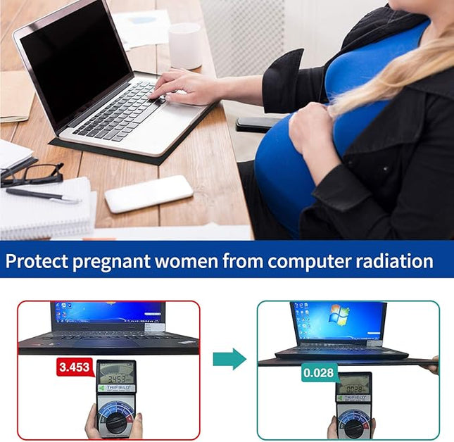 QRFDTSOQY Laptop Pad Protection, Radiation Shielding Pad, Multi-Layer EMI Blocker, Suitable for Laptops, Tablets, Notebooks, Ipad, Cell Phones, Black, Aluminum Cooling