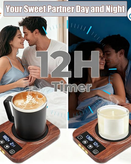 Coffee Mug Warmer, Smart Cup Warmer for Desk with 9 Temperature Settings (100℉-180℉), Auto Shut Off 1-12H Timer, LED Indicator, 4 inch Heating Plate for Coffee, Tea, Milk, Candle Warming