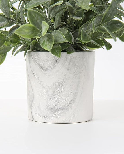 Hollyone Mini Artificial Potted Plants Fake Plants in Marble Pots, 1Pcs Plastic Eucalyptus Greenery Faux Plants for Home Office Desk Room Centerpiece Shelf Décor