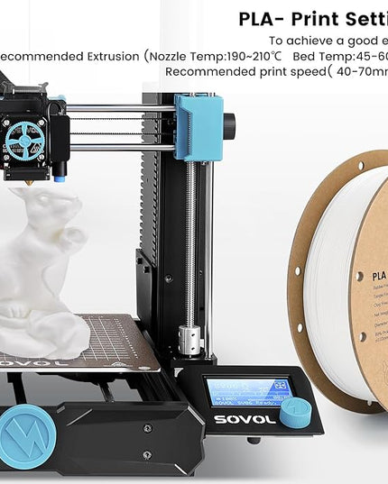 Sovol PLA 3D Printer Filament 2kg (4.4 lbs) Spool Printing Materials, Wiring Tightness, Dimensional Accuracy +/- 0.03 mm, 1.75 mm, Black+White