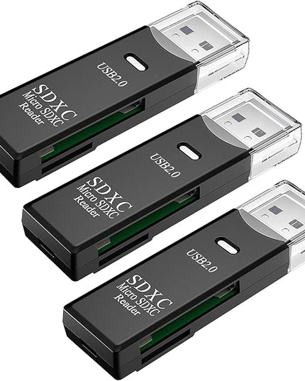 USB SD Card Reader for PC, 3 Packs Micro SD Card to USB Adapter, Card Reader for Camera Memory Card Reader, Wansurs Card Reader for Laptop (3 Pack USB2.0)