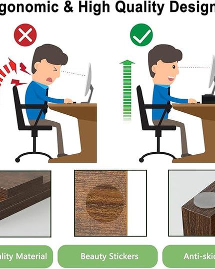TEAMIX 2 Pack Monitor Stand Riser-20 inch, Wooden Tabletop Shelf for TV/PC/Laptop/Printer, Rustic Brown Monitor Riser with Storage, Computer Stand Ergonomic Design
