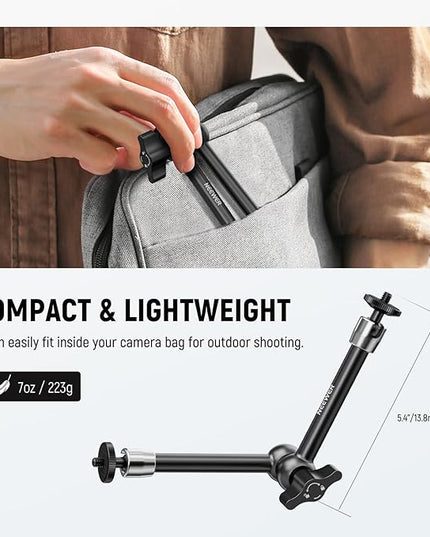 NEEWER 9.8"/25cm Adjustable Friction Magic Arm with 1/4" Screw on Both Ends, Compatible with SmallRig Cage, Flash/LED Light/Microphone/Monitor/SuperClip, Max Load 4.4lb/2kg, ST08