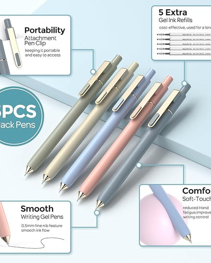 Nicpro 39 PCS Aesthetic School Supplies with Cute Pen Case, 12 Pastel Highlighters, 5 Black Ink Gel Pens, 6 Mechanical Pencils Set 0.5 & 0.7mm for Students Stationary College Essentials (Blue)