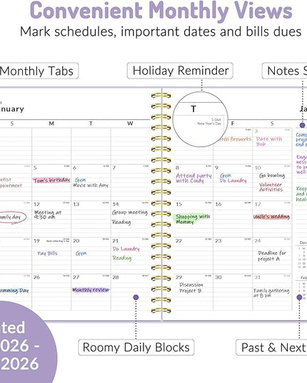 2026 Planner, Forvencer Calendar Planner Weekly and Monthly, Jan 2026-Dec 2026, 8.5" X 11", Hardcover Agenda Book, Daily Journal Organizer with Inner Pocket, Notebook for Office School, A4, Mint Green