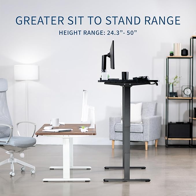 VIVO Electric 63 x 32 in Dual Motor Rustic Standing Desk, Memory Height Adjustment, 2B Series, Vintage Brown Top White Frame, DESK-KIT-2W1N