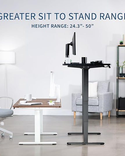 VIVO Electric 63 x 32 in Dual Motor Standing Desk, Memory Height Adjustment, 2B Series, Reclaimed Wood Top Black Frame, DESK-KIT-2B1P