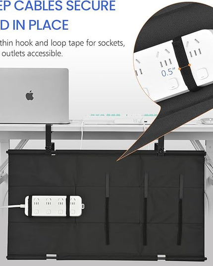 28" Under Desk Cable Management Tray- Clamp/Screw Mount Desk Cable Organizer Cable Tray Hiders for Office&Home