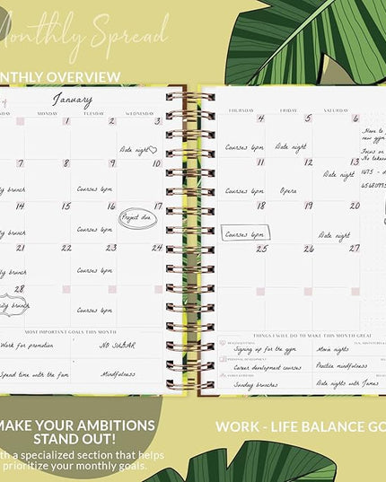 PLANBERRY Hourly Schedule Planner Premium – Undated Weekly Organizer with Time Slots & Monthly Budget – Time Management, Goal Setting, to-Do List & Habit Tracker –6.9″x8.5″(Avocado Green)