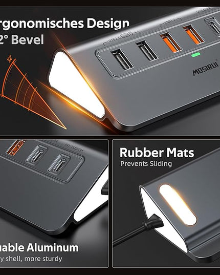 USB C Hub Ethernet,10-in-1 USB C Docking Station with 4K@60Hz HDMI,1Gbps Ethernet, PD 100W,Type C & 2 USB A 3.2 10Gbps, 2 USB A 2.0, SD/TF, Aluminum USB Hub for Laptop,PC, iPhone 17/16,Mac