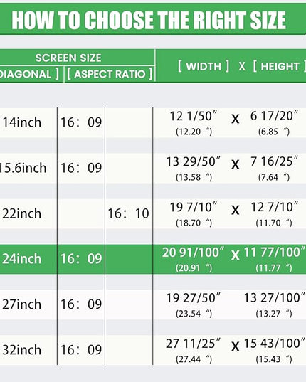 [2 Pack/Family Size]Eliwhale 24 inch Computer Screen Privacy Filter for 16:9 Widescreen Monitor, Matte Anti-Glare and Anti-Spy, Bluelight Block, Eye Healthy Privacy Shield, Width*Height: 531mm*299mm for LG HP AOC Acer and More