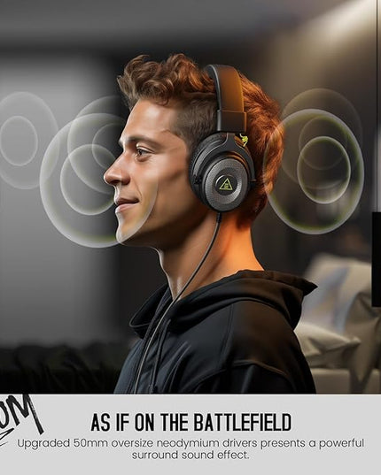EKSA E900 Headset with Microphone for PC, PS4,PS5, Xbox - Detachable Noise Canceling Mic, 3D Surround Sound, Wired Headphone for Gaming, Computer, Laptop, 3.5MM Jack