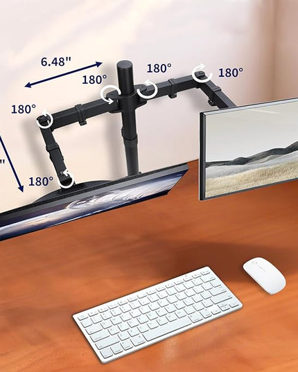 Dual Monitor Desk Mount for 13-27 Inch Screens Up to 22lbs Heavy Duty Fully Adjustable Double Arm Desk Stand Computer Monitor Arm Desk Mount with C Clamp/Grommet Base