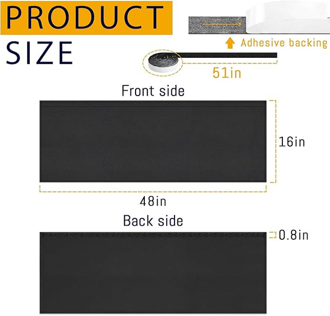 48" Under Desk Privacy Panel Self-Adhesive Modesty Panel 600D Heavy Duty Desk Skirt Privacy Divider for Office Home or Standing Workstation Concealer Shield