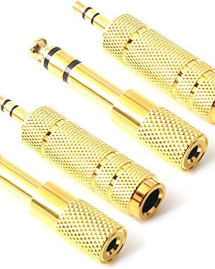 SiYear 3.5mm 1/8 inch TRS Plug to 6.35mm 1/4 inch Jack and 3.5mm Female to 6.35 Male Plug Gold Plated Set Audio Stereo Adapter Converter for Headphone, Microphone (4 -Pack)