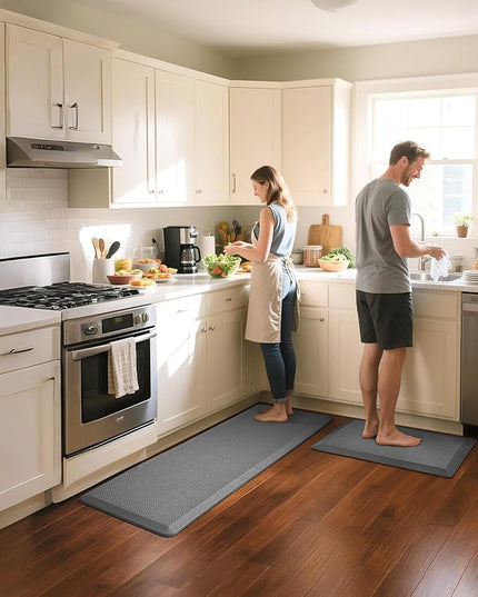 Ophanie Kitchen Mats for Floor, 3/4 Inch Thick Kitchen Rugs, 24'' x 70'' Anti Fatigue Standing Cushioned Mat, Waterproof,Comfort Ergonomic Mat for Office, Home, Sink, Grey Non-Slip Bottom