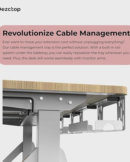 DEZCTOP Revon Elite Electric Standing Desk, 47.2" x 31.5" Large Work Surface, Height Adjustable (25.6"-51.2"), Sturdy Keel Frame, with Magnetic Modular System, Anti-Collision, Oak for Home Office
