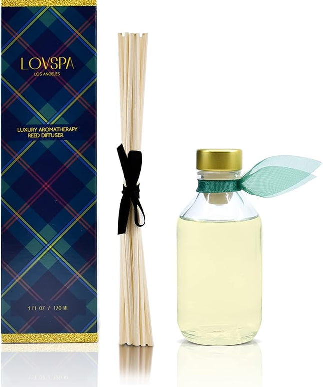 LOVSPA Reed Diffuser Set, Birchwood Pine Scented Oil Diffuser with Sticks, Home Fragrance Accessories for Bathroom Shelf Decor, Aroma Diffusers for Home or Office Desk, USA Made