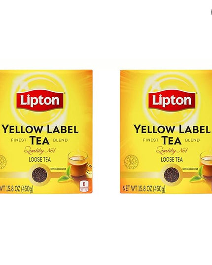 Lipton Yellow Label Finest Blend | Premium Black Tea | Indian Chai | Compatible for Milk | 450 Grams (Pack of 2)