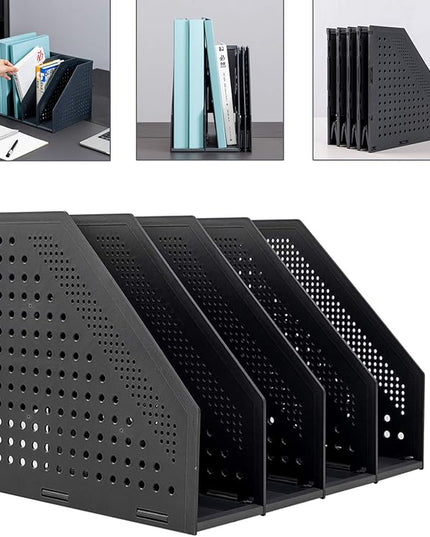 Leven Collapsible Magazine File Holder/Desk Organizer for Office Organization and Storage with 4 Vertical Compartments