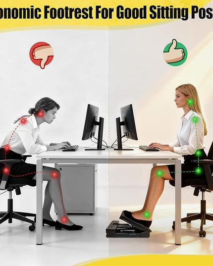 Foot Rest for Under Desk at Work Ergonomic Footrest with Adjustable Height and Angle, Foldable Foot Stool with Removable Pad Massage Beads for Office Gaming Chair Gray