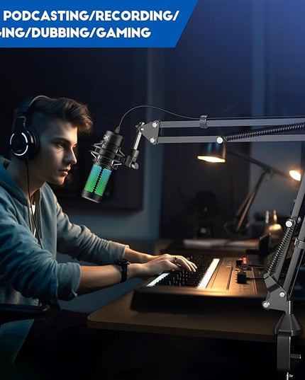 Microphone Arm,Aokeo AK-35 Microphone Desk Stand-Microphone Suspension Boom Scissor Arm Stand For Blue Yeti,Blue Snowball iCE,QuadCast,Elgato