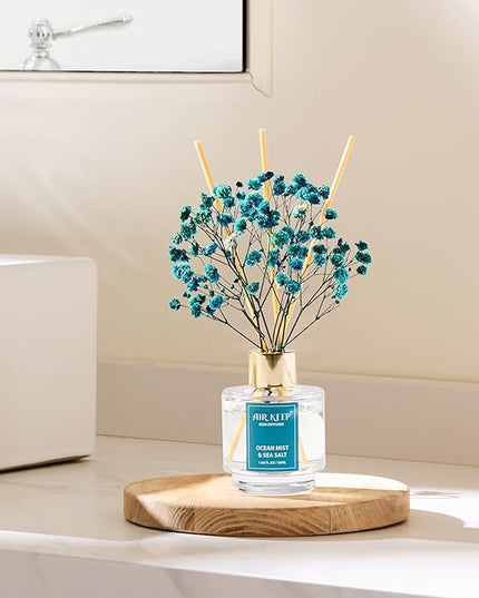 Airkeep Reed Diffuser Set of 3,Clean Linen Ocean Mist&Sea Salt Lavender Eucalyptus Oil Reed Diffusers for Bedroom Living Room Office Aromatherapy Oil Reed Diffuser for Gift 50ml x 3