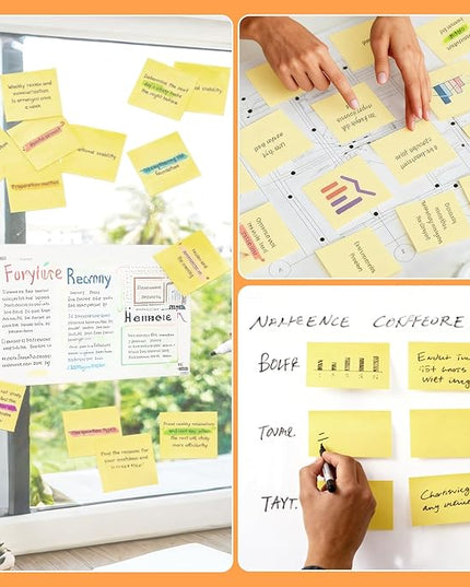 480 Sheets 3 in x 5 in Large Sticky Notes, 76 x 127 mm 6 Pads Classic Yellow Self-Stick Pads for Notebook,Office,School and Home,80 Sheets/Pad (6 Pads Yellow)