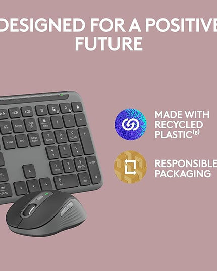 Logitech MK955 Signature Slim Wireless Keyboard and Mouse Combo, for Larger Hands, Quiet Typing and Clicking, Switch Across Three Devices, Bluetooth, Multi-OS, for Windows and Mac