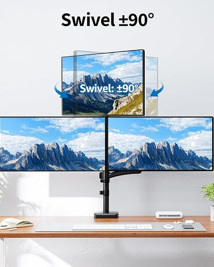 Triple Monitor Mount Fits Max 32" Computer Screen, Holds up to 17.6lbs Each Arm, 3 Monitor Desk Mount, Triple Stand with Tilt Swivel Rotation, VESA Mount 75/100mm