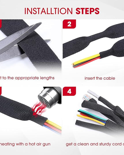 2 in 1 Heat Shrink Braided Sleeving Fabric Tubing-Ideal fit Irregular Shape Hose/Cable/Wire (1/2"(12mm), 80FT)