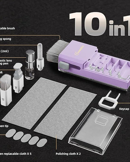 Laptop Screen Keyboard Cleaner Kit, All in 1 Electronic Cleaning Tool for MacBook iPad iPhone Pro Cell Phone, Brush Tool for Tablet, Computer, PC Monitor,TV Camera Lens with Patent, Purple