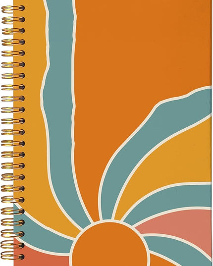 VNWEK Boho Notebook - Boho Journal, Boho Gifts for Women, Boho Office Supplies, Groovy Boho Sun Sunshine Spiral Notebook 5.5x8.3,Writing Notebooks