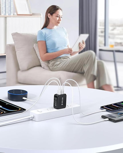 [2-Pack]60W USB C Wall Charger Block, 5-Port C Charger Fast Charging Block PD Power Adapter +QC 3.0 Multiport Type C Box Brick Cube USB A Wall Plug for iPhone 14/15/16/17 Pro Max,Samsung Galaxy(Black)