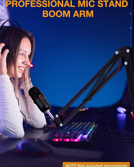 QuadCast Boom Arm, Mic Arm for Blue Yeti HyperX QuadCast SoloCast Fifine AM8 and Most Microphone, Mic Stand Desk with 3/8" to 5/8" Adapter by SUNMON