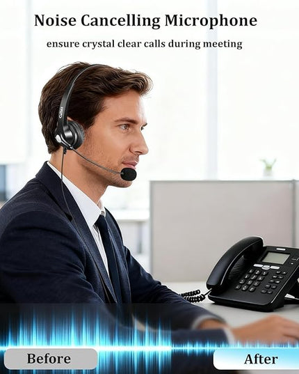 Callez RJ9 Cisco Phone Headset for Office Phone with Noise Cancelling Microphone & Mute Switch, Telephone Headset Compatible with Cisco IP Phones 7821 7841 7945 7962 7965 7975 8811 8841 8851 8865