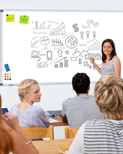 H-Qprobd Dry Erase White Board for Wall 6' x 3' Large Magnetic Whiteboard 72"x36" Aluminum Presentation Whiteboard with Long Pen Tray, 6 Markers, 2 Erasers &12 Magnets