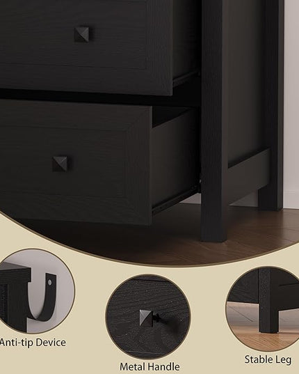 BORNOON 3-Drawer Dresser, Small Wooden Chest of Drawers with Metal Knobs, Water-Resistant Top, Storage Organizer with Anti-Tip Kit for Bedroom, Nursery, Living Room