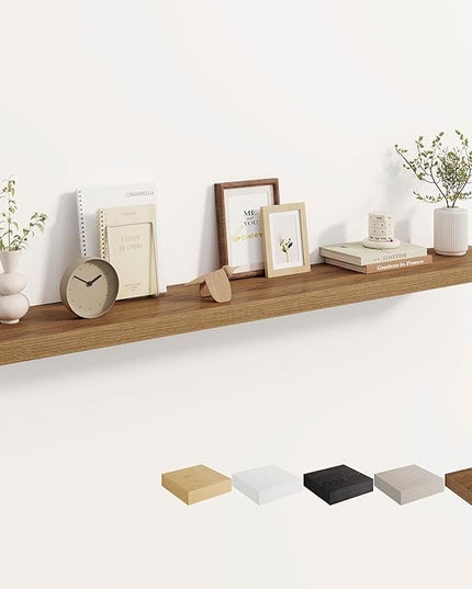 Dreamland 55 Inches Floating Shelves for Wall, 8" Deep Long Floating Shelves Set of 1, Large Display & Storage Shelf, Wall Shelf for Bathroom Bedroom Living Room Kitchen Office, Walnut