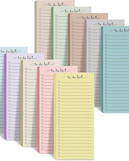 Censen 10 Pack 500 Sheets To Do List Notes Daily Checklist Notepads with 50 Sheets Each Undated Color Memo Pad Block Shopping List Pad Weekly Plan Notepad Organizer Planners(Morandi Color,Lined)