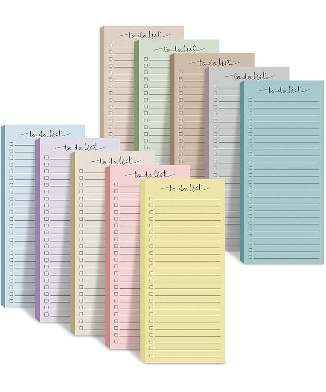 Censen 10 Pack 500 Sheets To Do List Notes Daily Checklist Notepads with 50 Sheets Each Undated Color Memo Pad Block Shopping List Pad Weekly Plan Notepad Organizer Planners(Morandi Color,Lined)