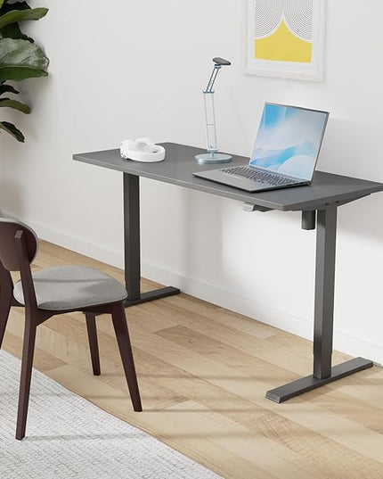 SANODESK Electric Standing Desk 40 x 24 Inches Whole-Piece Desktop Height Adjustable Stand Up Desk w/6-Button Controller Ergonomic Computer Desk for Home Office, Black Frame + Black Tabletop